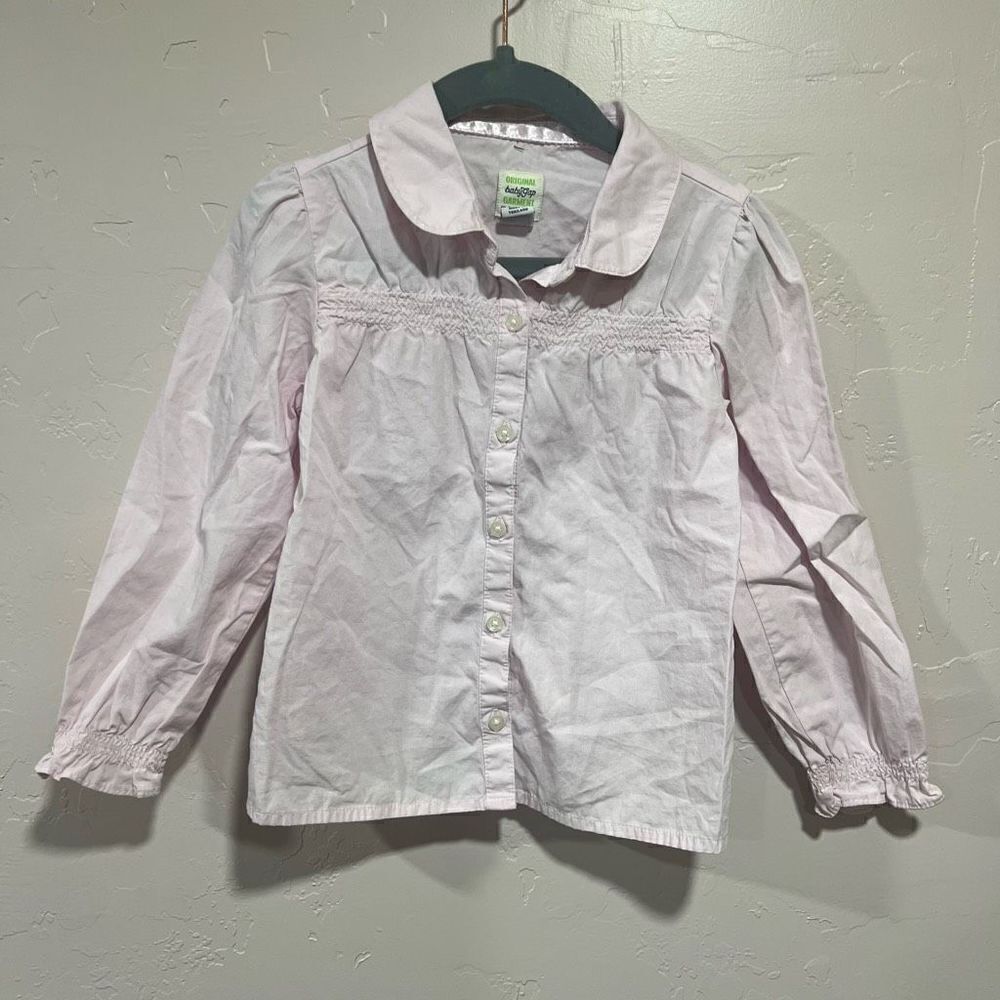 GAP ~ Girls Light Pink Smocked Blouse Shirt ~ size 4 ~ classic!